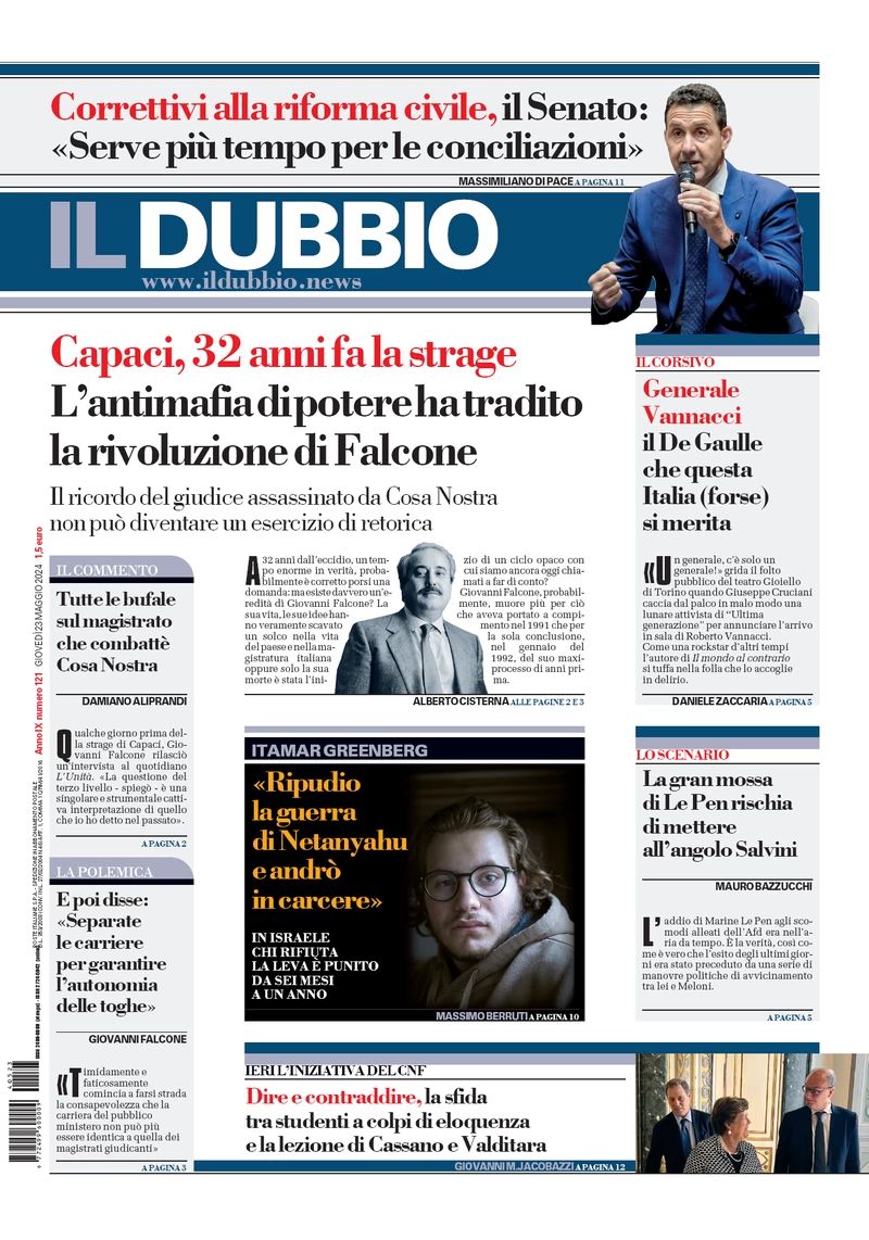 Prima-pagina-il-dubbio-oggi-edizione-di-oggi-23-05-2024