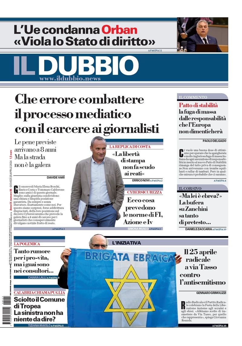 Prima-pagina-il-dubbio-oggi-edizione-di-oggi-25-04-2024