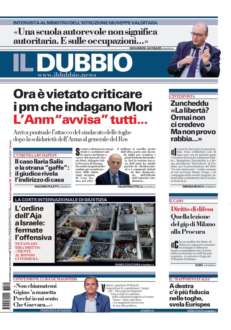 Prima-pagina-il-dubbio-oggi-edizione-di-oggi-25-05-2024