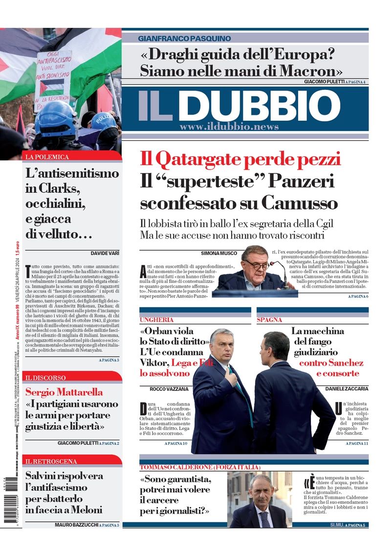 Prima-pagina-il-dubbio-oggi-edizione-di-oggi-26-04-2024