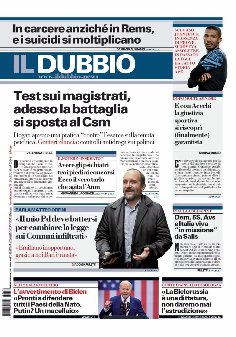 Prima-pagina-il-dubbio-oggi-edizione-di-oggi-28-03-2024