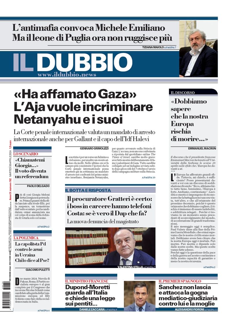 Prima-pagina-il-dubbio-oggi-edizione-di-oggi-30-04-2024