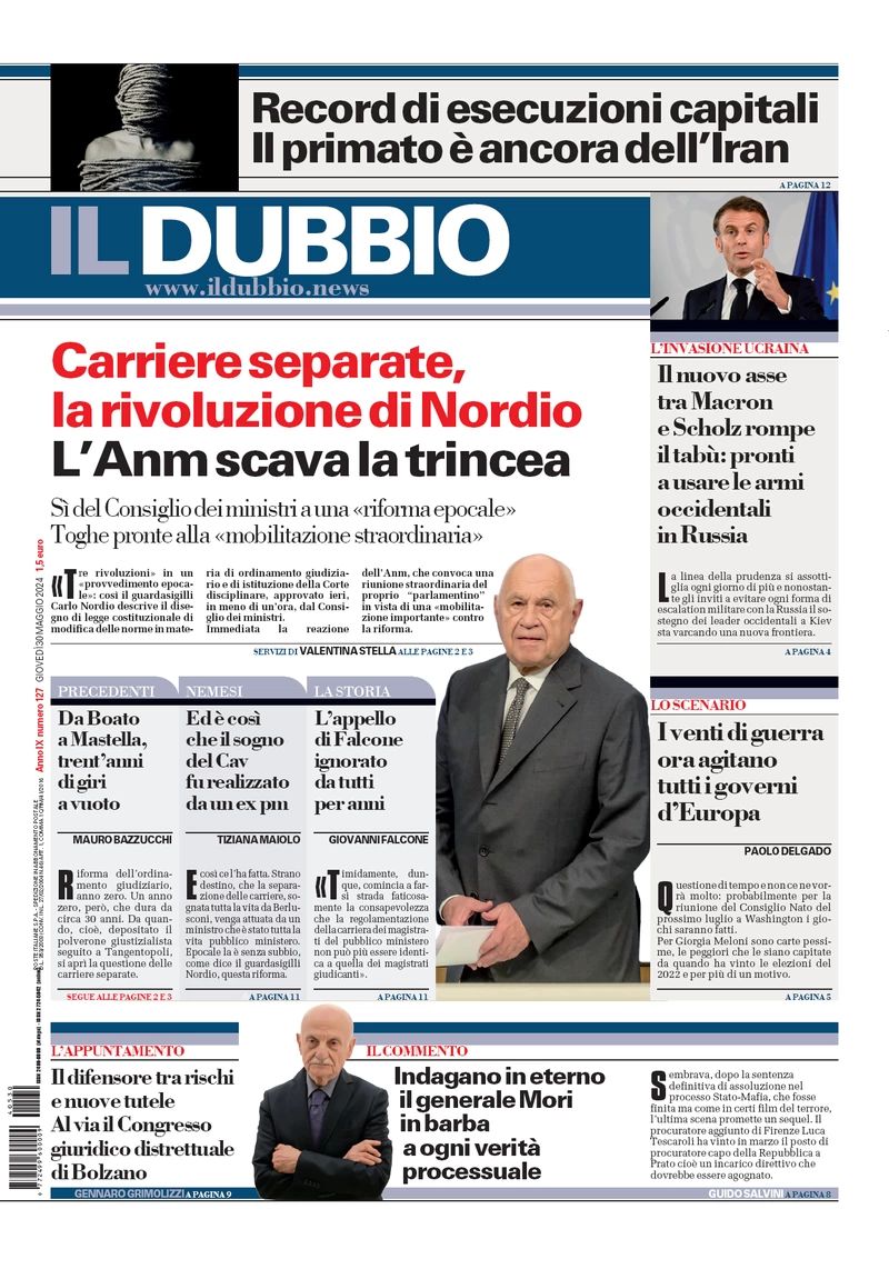 Prima-pagina-il-dubbio-oggi-edizione-di-oggi-30-05-2024