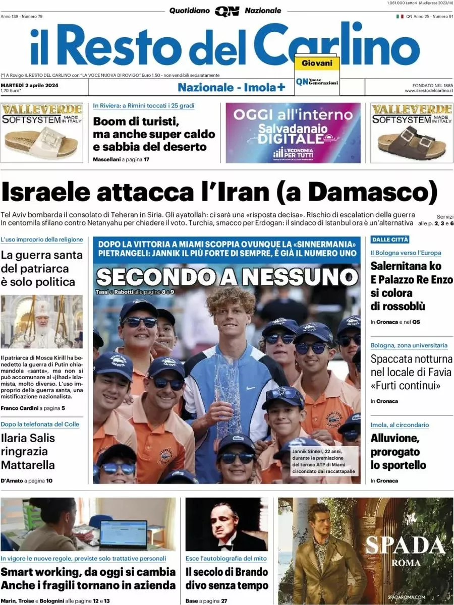 Prima-pagina-il-resto-del-carlino-edizione-di-oggi-02-04-2024