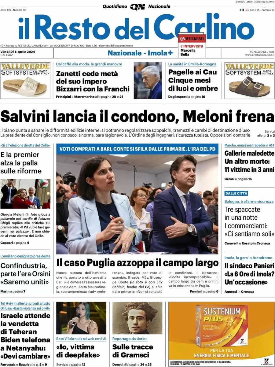 Prima-pagina-il-resto-del-carlino-edizione-di-oggi-05-04-2024