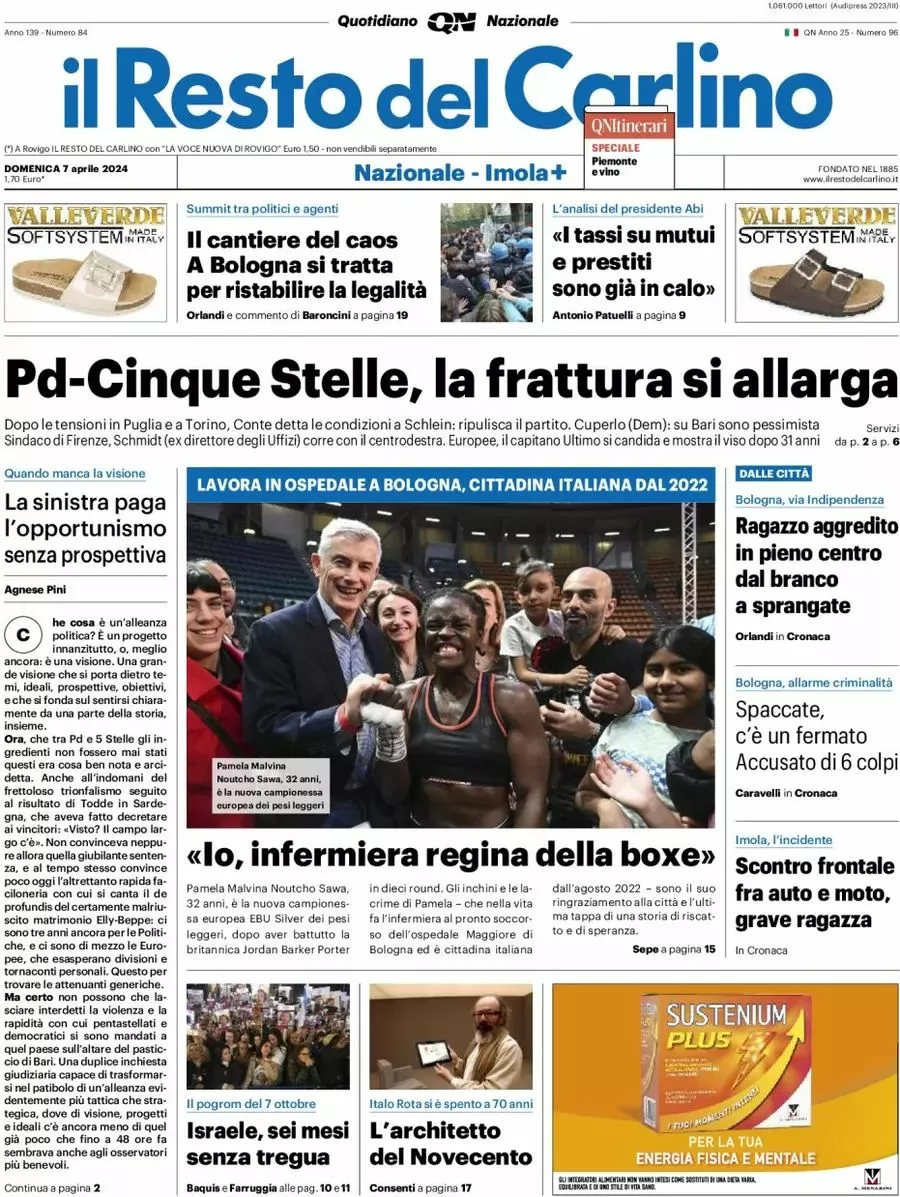 Prima-pagina-il-resto-del-carlino-edizione-di-oggi-07-04-2024