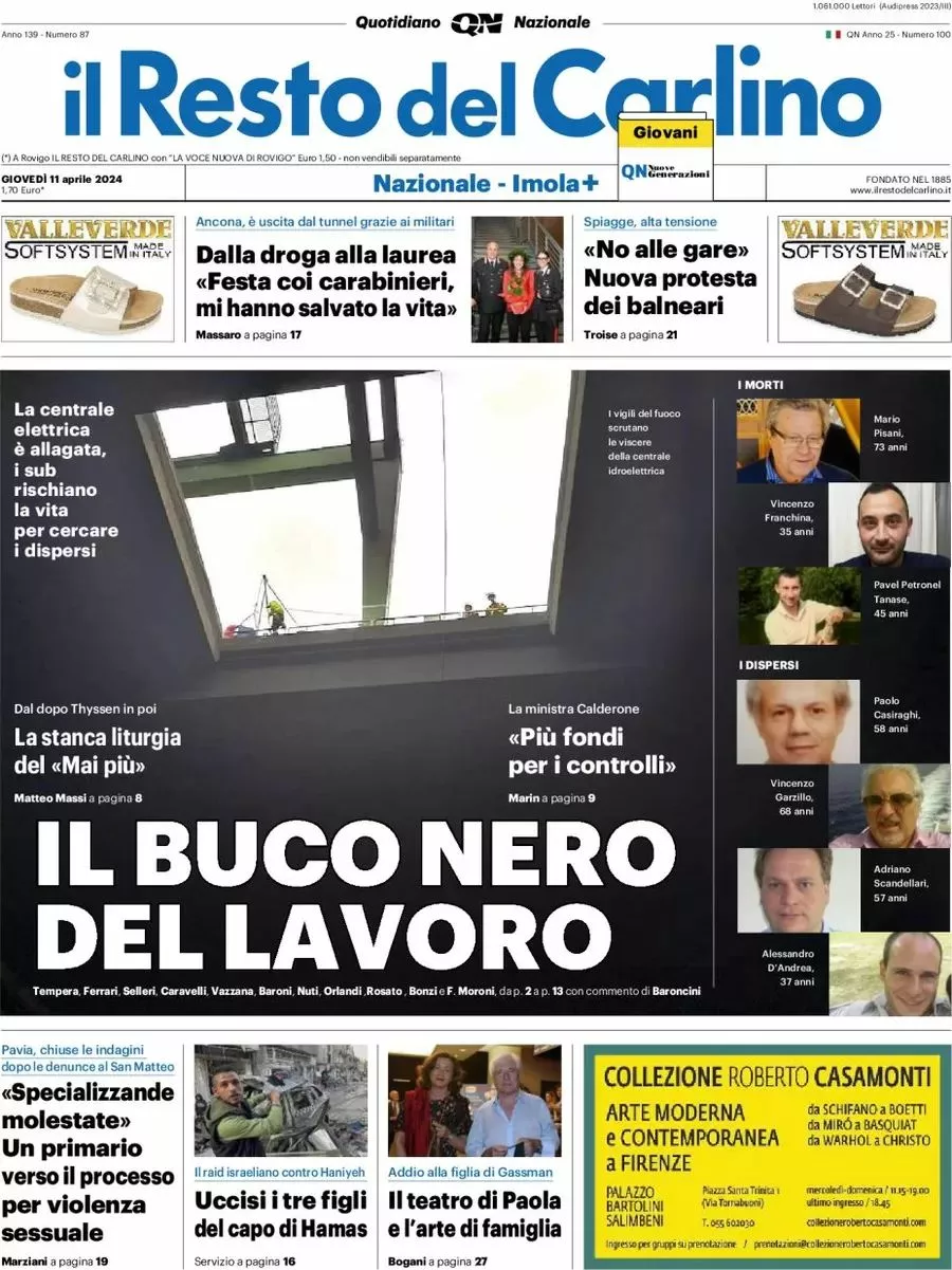 Prima-pagina-il-resto-del-carlino-edizione-di-oggi-11-04-2024