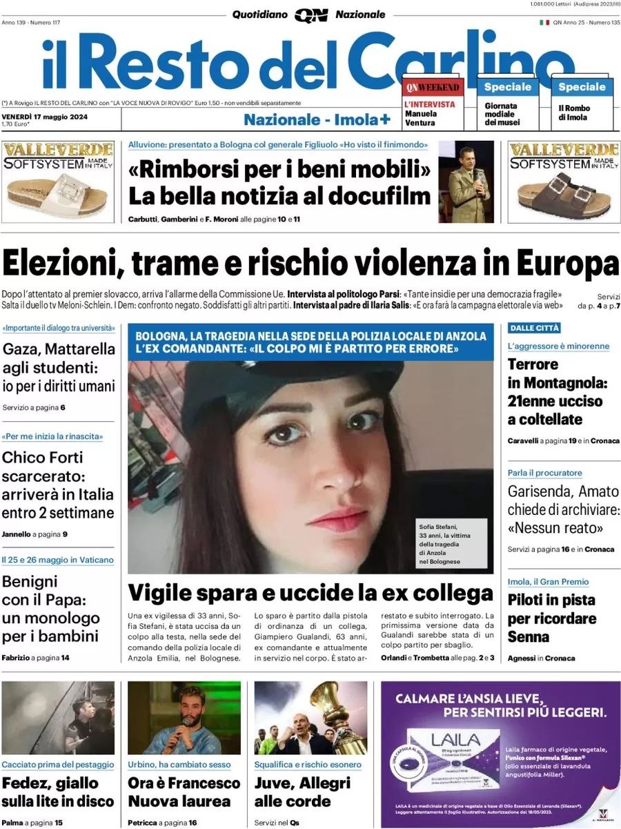 Prima-pagina-il-resto-del-carlino-edizione-di-oggi-17-05-2024