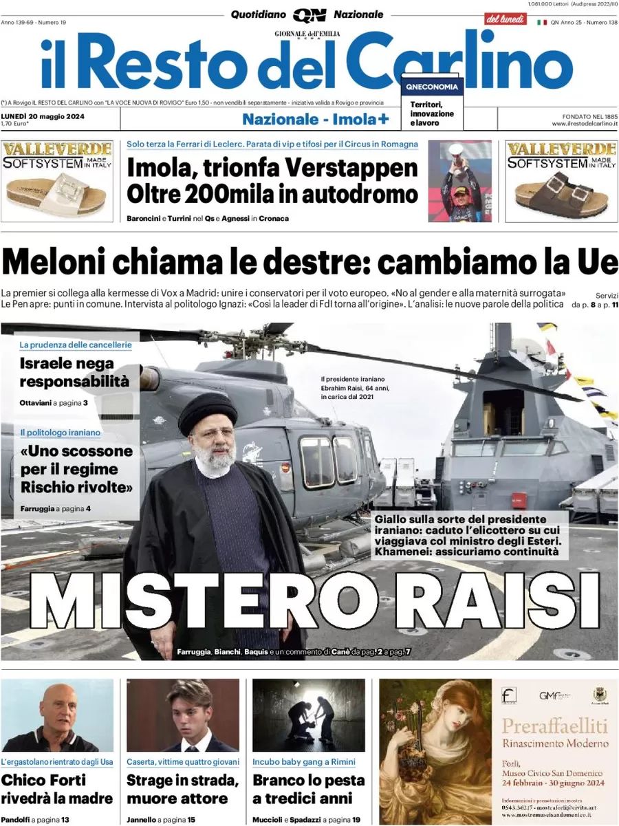 Prima-pagina-il-resto-del-carlino-edizione-di-oggi-20-05-2024