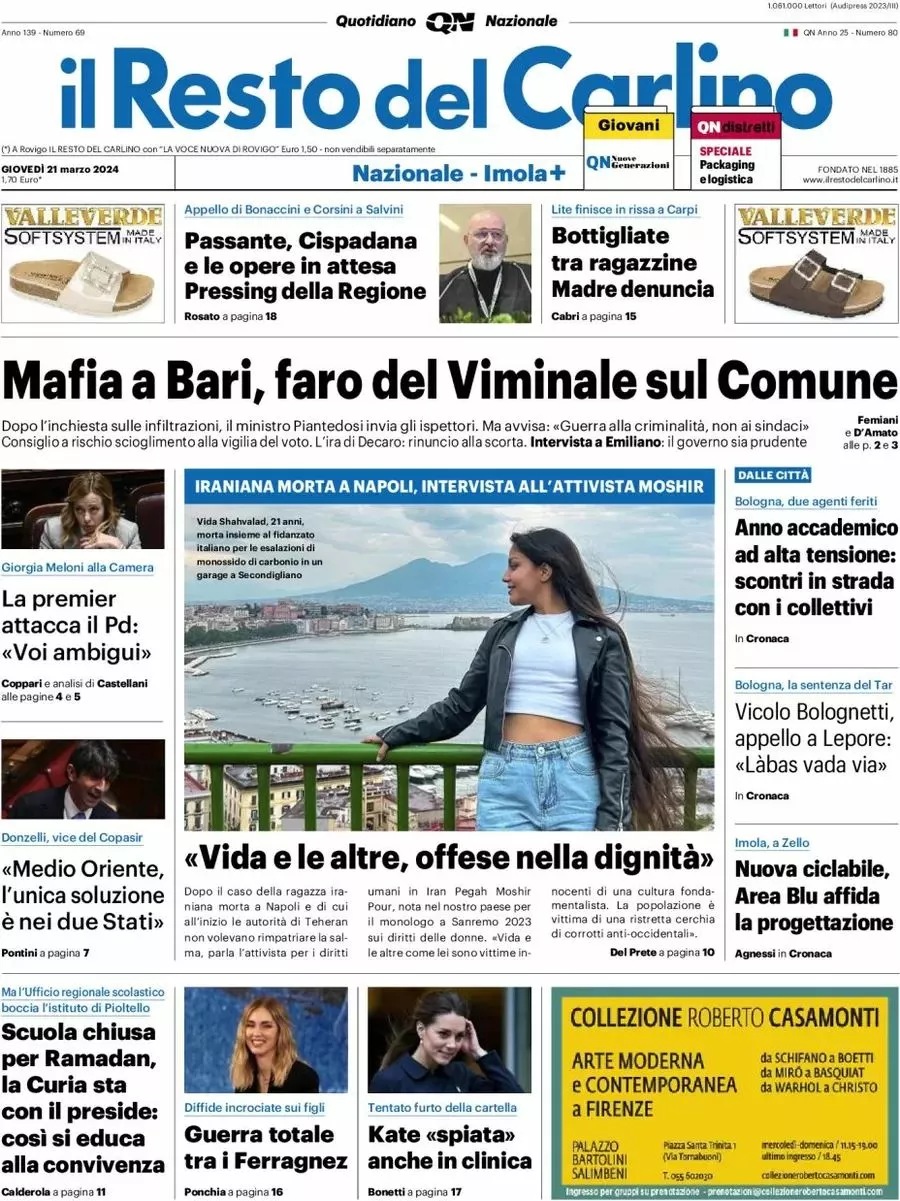 Prima-pagina-il-resto-del-carlino-edizione-di-oggi-21-03-2024