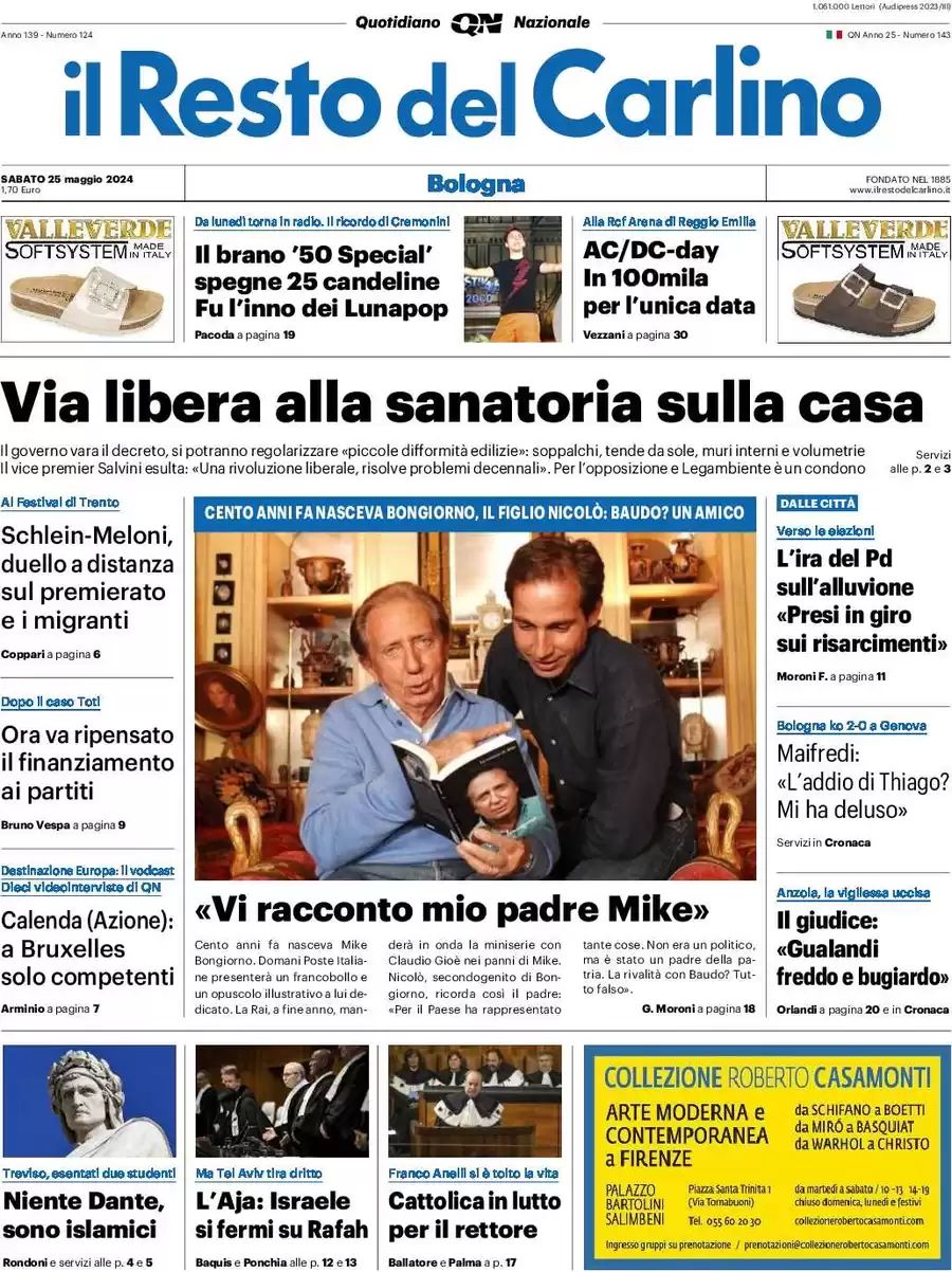 Prima-pagina-il-resto-del-carlino-edizione-di-oggi-25-05-2024