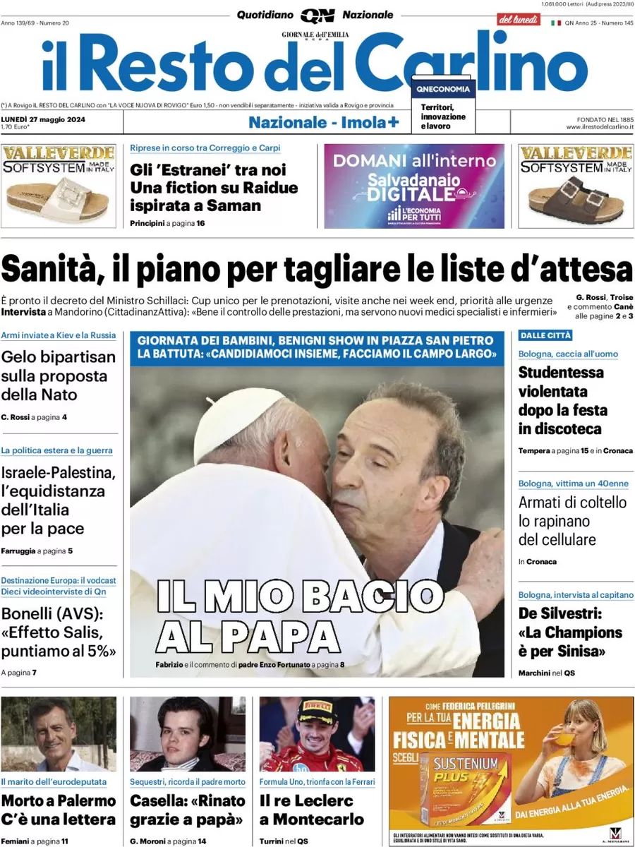 Prima-pagina-il-resto-del-carlino-edizione-di-oggi-27-05-2024