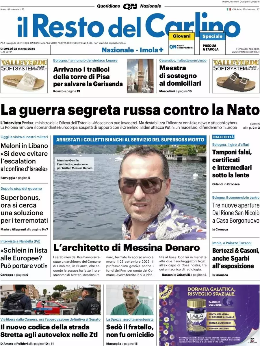 Prima-pagina-il-resto-del-carlino-edizione-di-oggi-28-03-2024