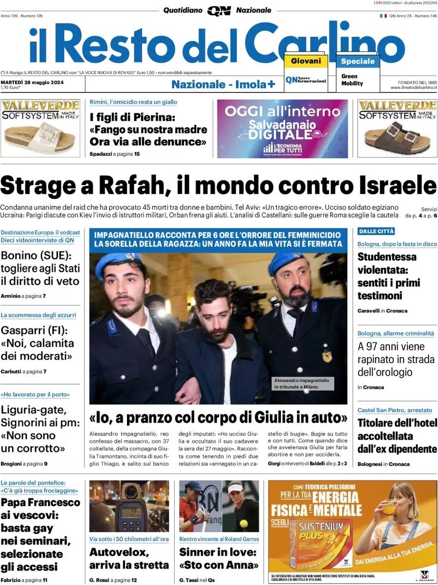 Prima-pagina-il-resto-del-carlino-edizione-di-oggi-28-05-2024