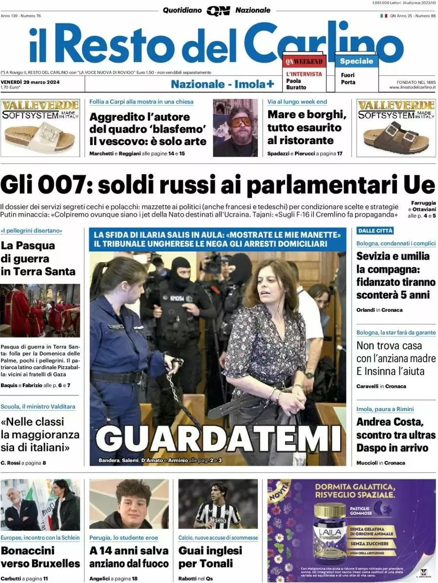 Prima-pagina-il-resto-del-carlino-edizione-di-oggi-29-03-2024