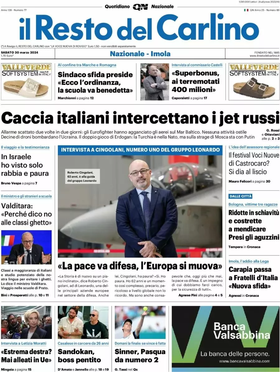 Prima-pagina-il-resto-del-carlino-edizione-di-oggi-30-03-2024