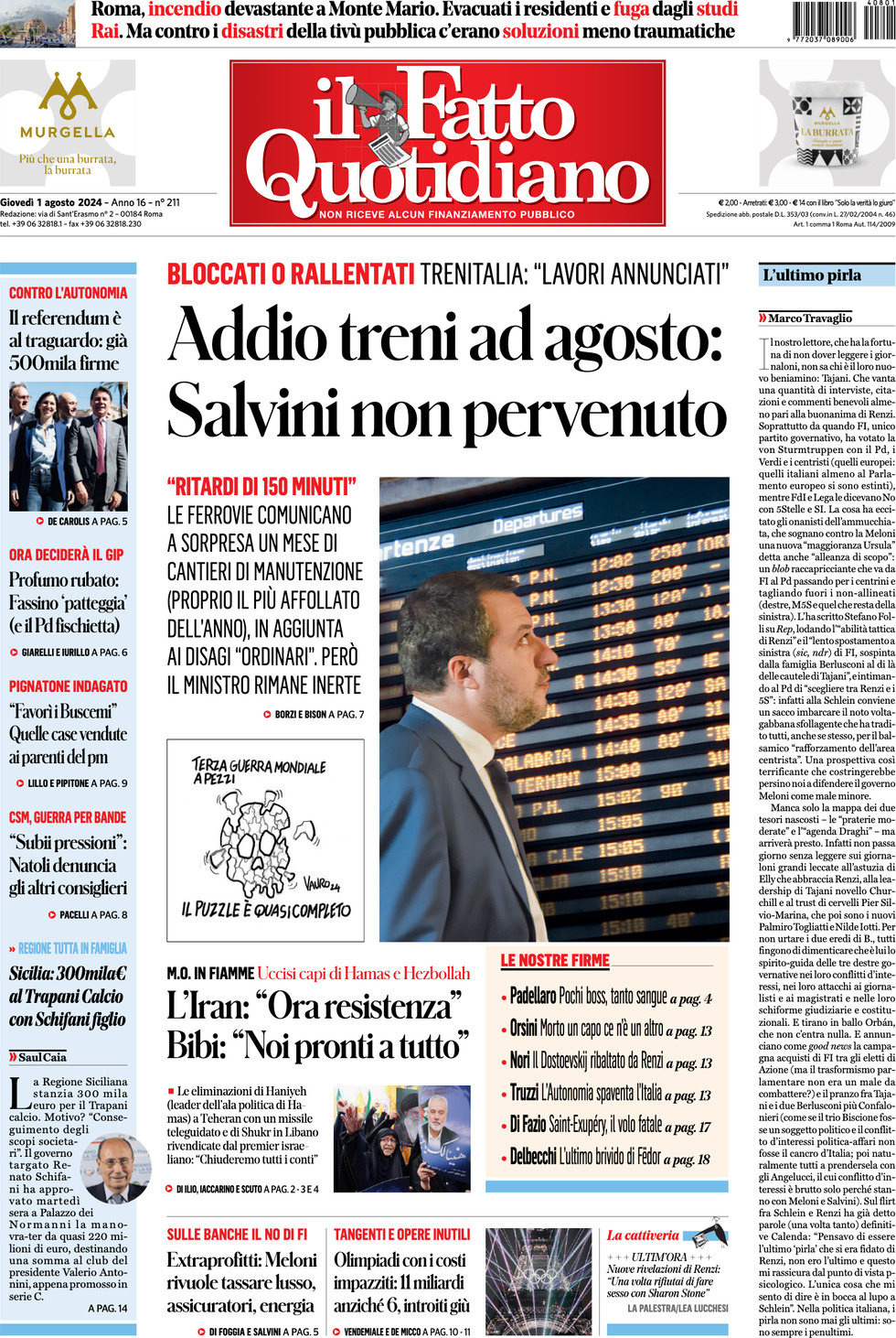 Prima-pagina-il-fatto-quotidiano-edizione-di-oggi-01-08-2024