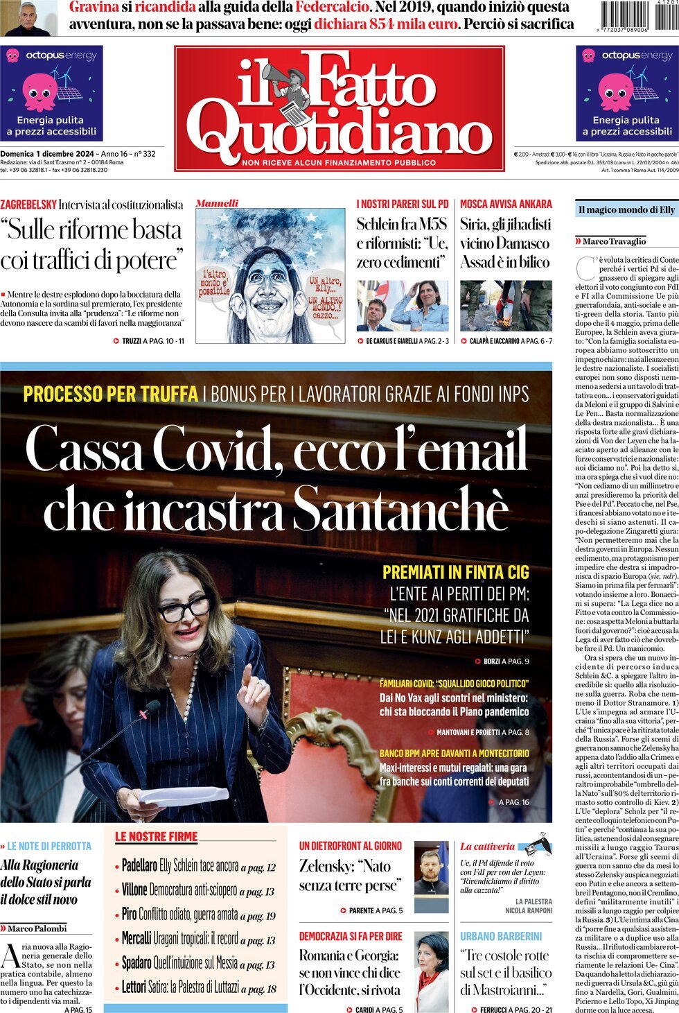 Prima-pagina-il-fatto-quotidiano-edizione-di-oggi-01-12-2024