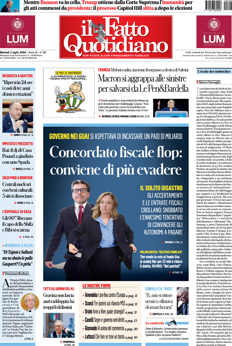 Prima-pagina-il-fatto-quotidiano-edizione-di-oggi-02-07-2024