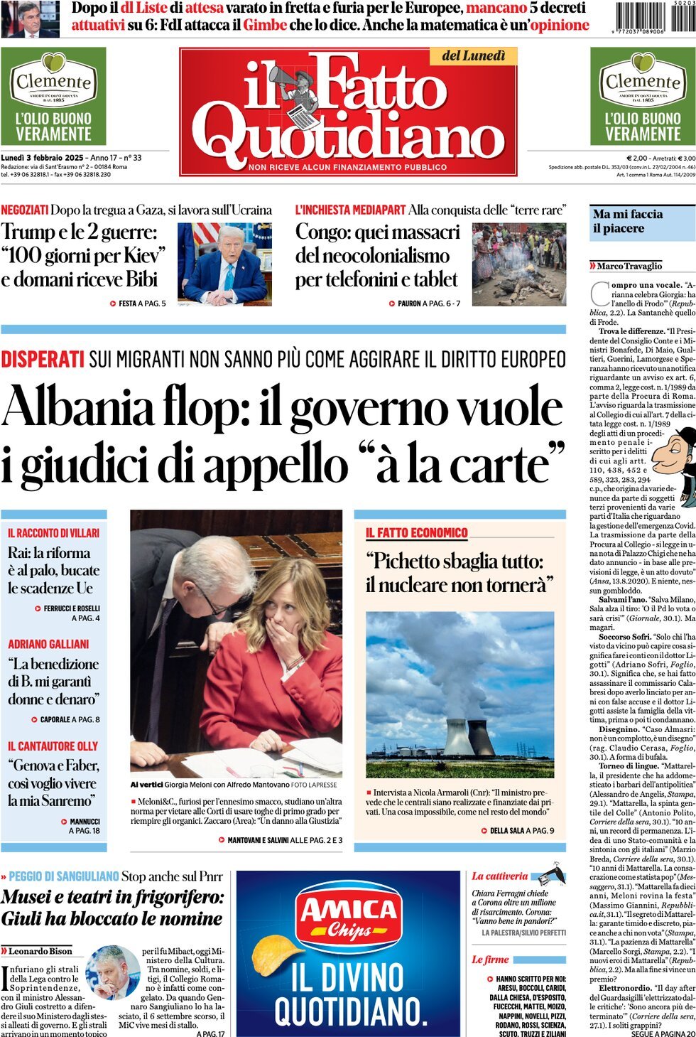 Prima-pagina-il-fatto-quotidiano-edizione-di-oggi-03-02-2025