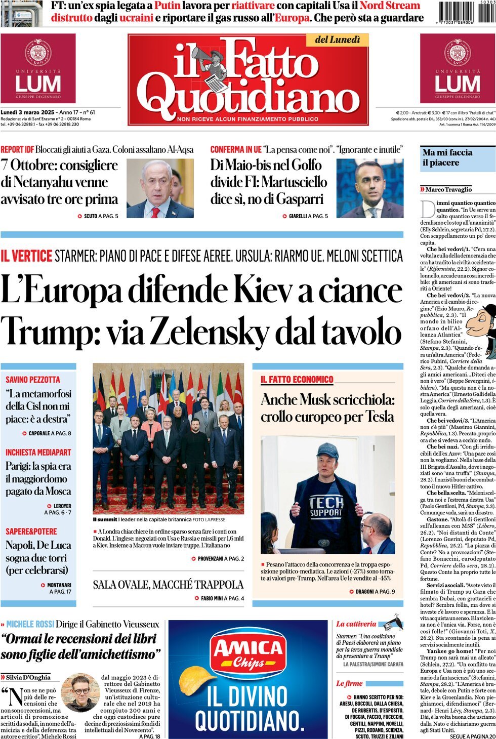 Prima-pagina-il-fatto-quotidiano-edizione-di-oggi-03-03-2025