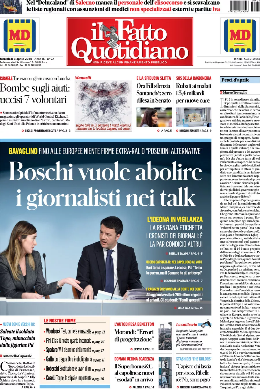 Prima-pagina-il-fatto-quotidiano-edizione-di-oggi-03-04-2024