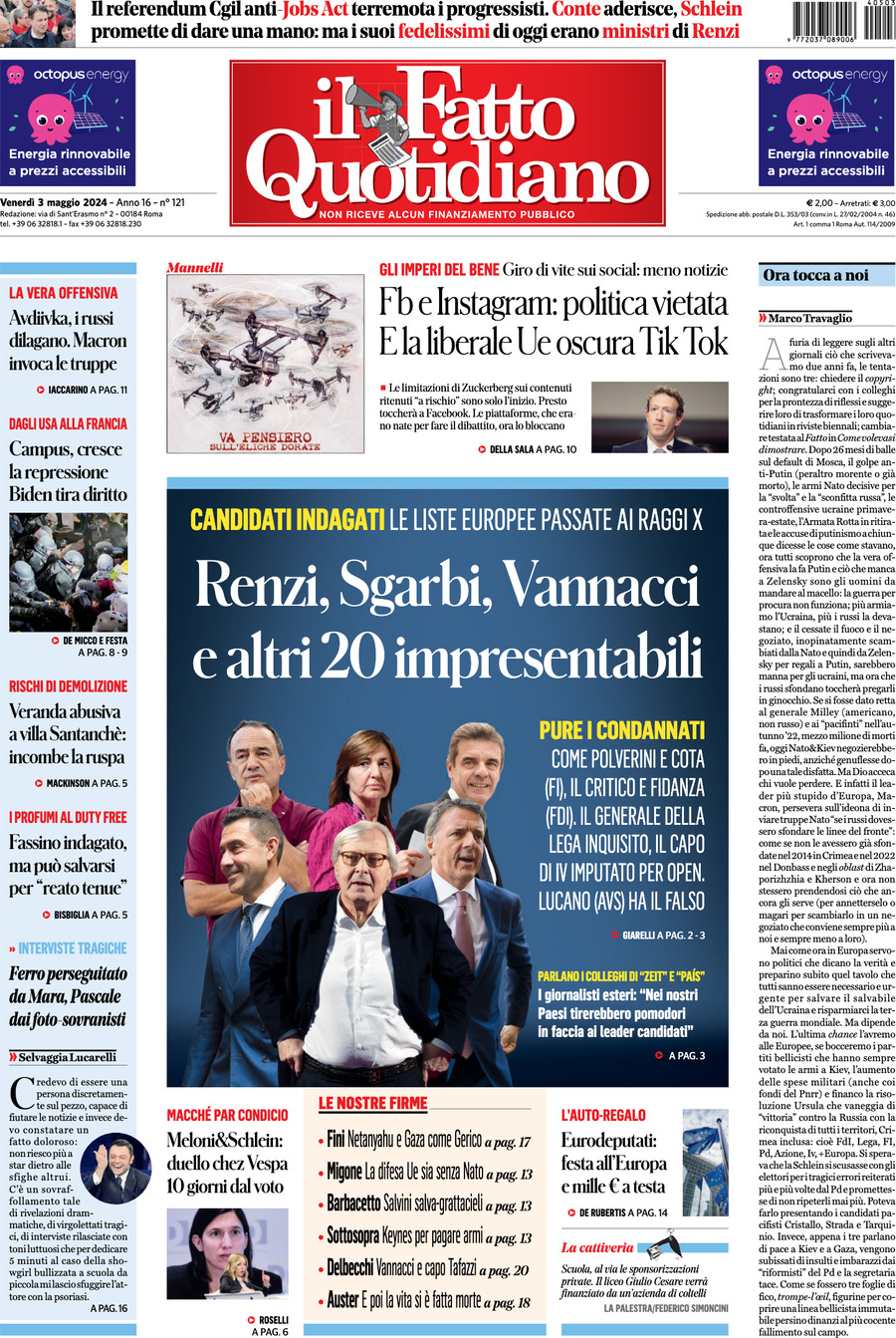 Prima-pagina-il-fatto-quotidiano-edizione-di-oggi-03-05-2024