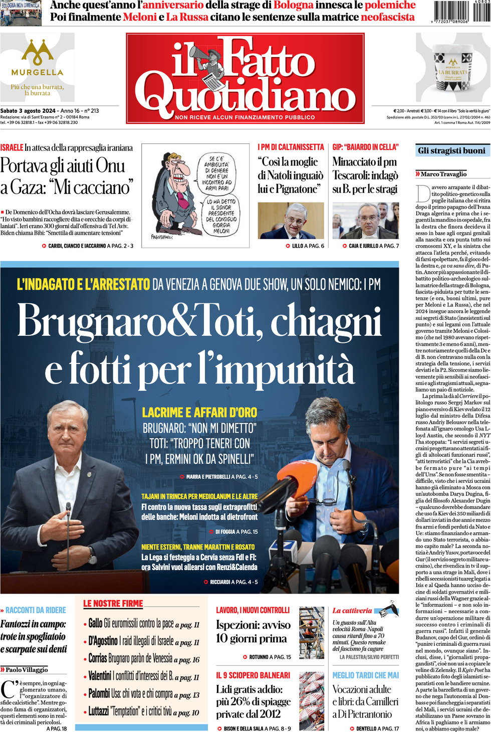 Prima-pagina-il-fatto-quotidiano-edizione-di-oggi-03-08-2024