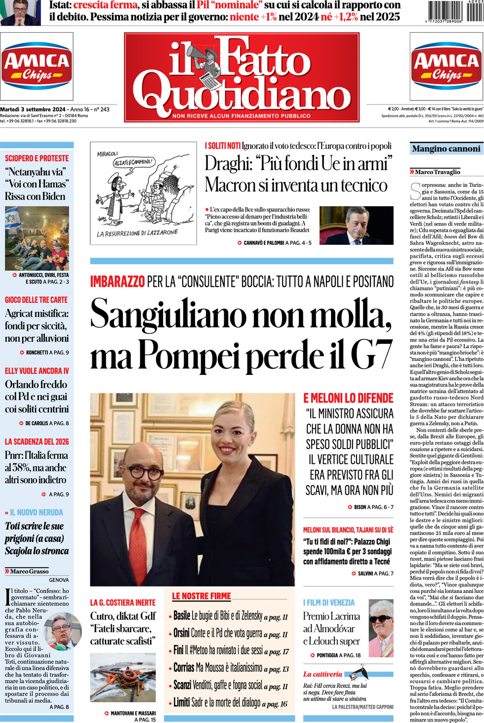 Prima-pagina-il-fatto-quotidiano-edizione-di-oggi-03-09-2024