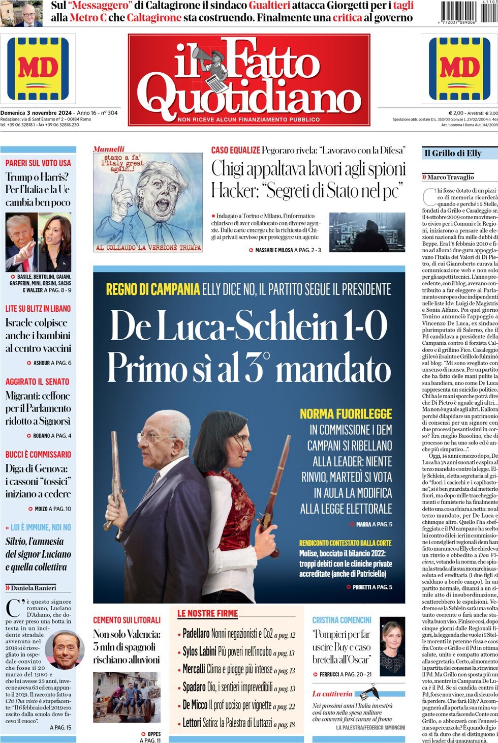 Prima-pagina-il-fatto-quotidiano-edizione-di-oggi-03-11-2024