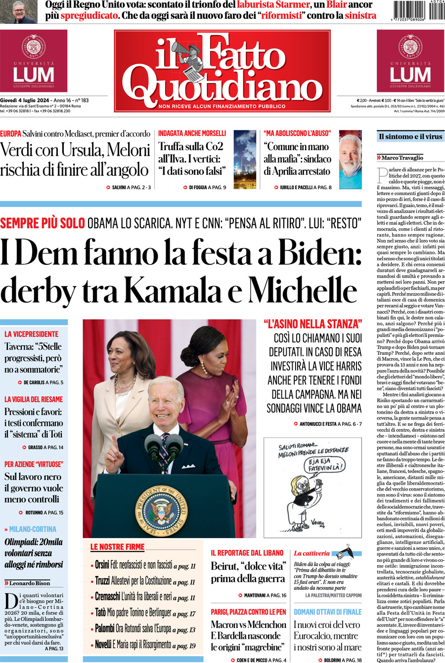 Prima-pagina-il-fatto-quotidiano-edizione-di-oggi-04-07-2024