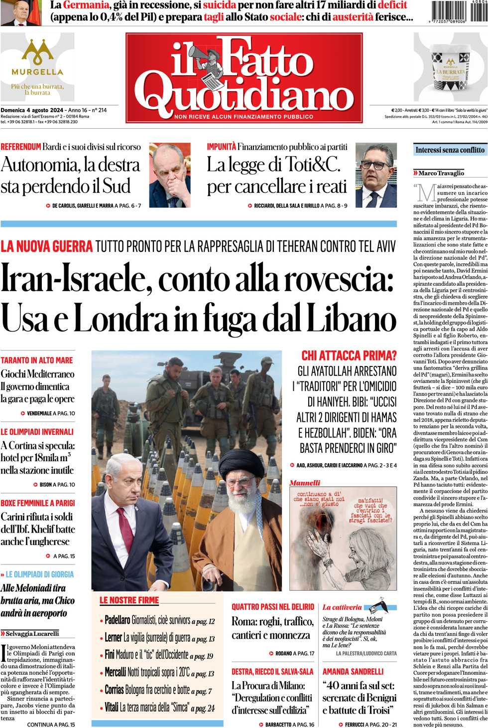 Prima-pagina-il-fatto-quotidiano-edizione-di-oggi-04-08-2024