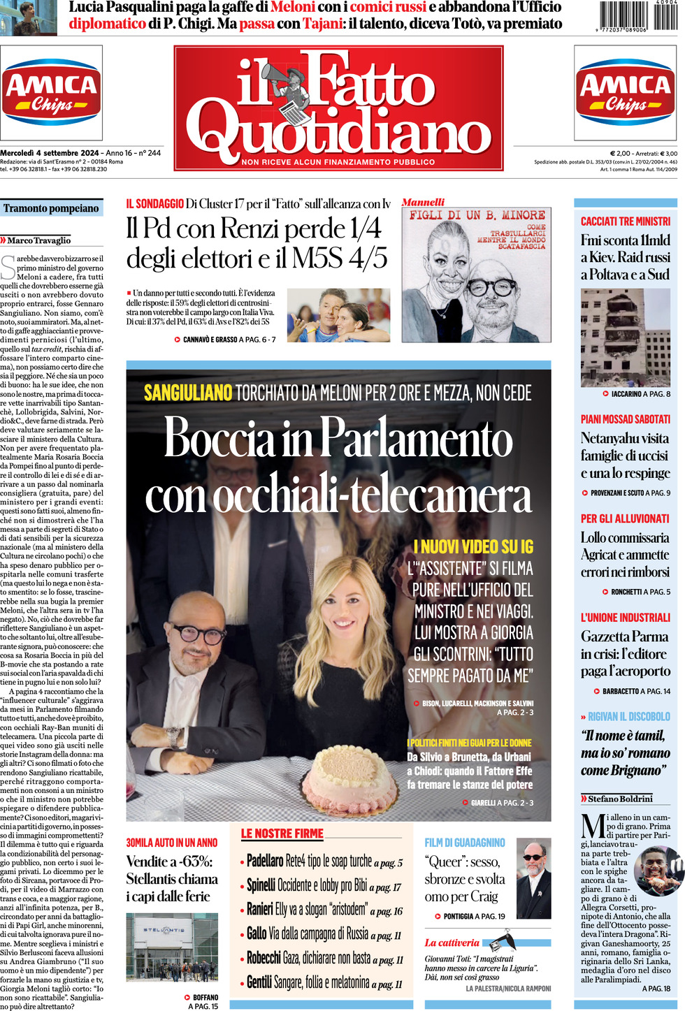 Prima-pagina-il-fatto-quotidiano-edizione-di-oggi-04-09-2024