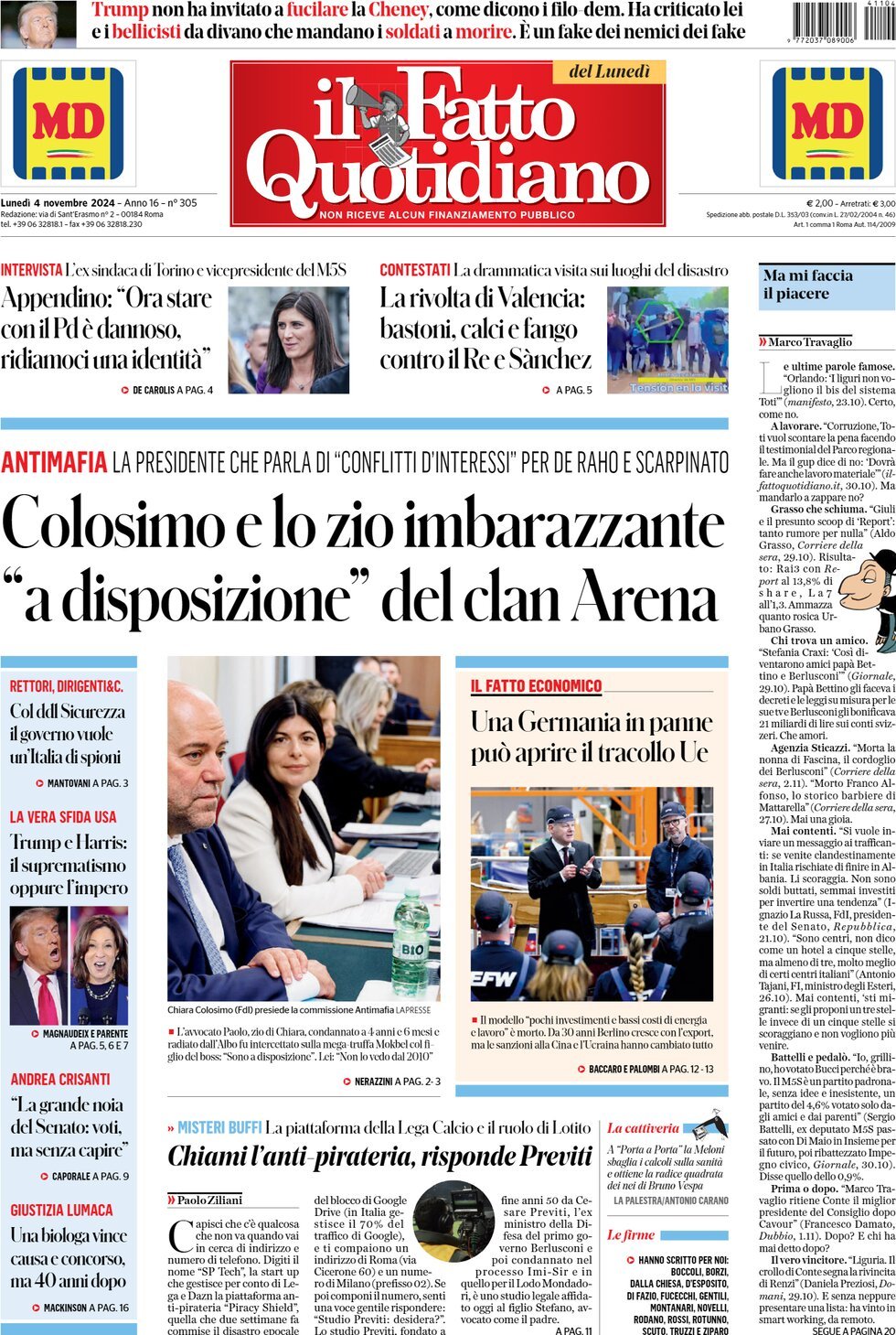 Prima-pagina-il-fatto-quotidiano-edizione-di-oggi-04-11-2024