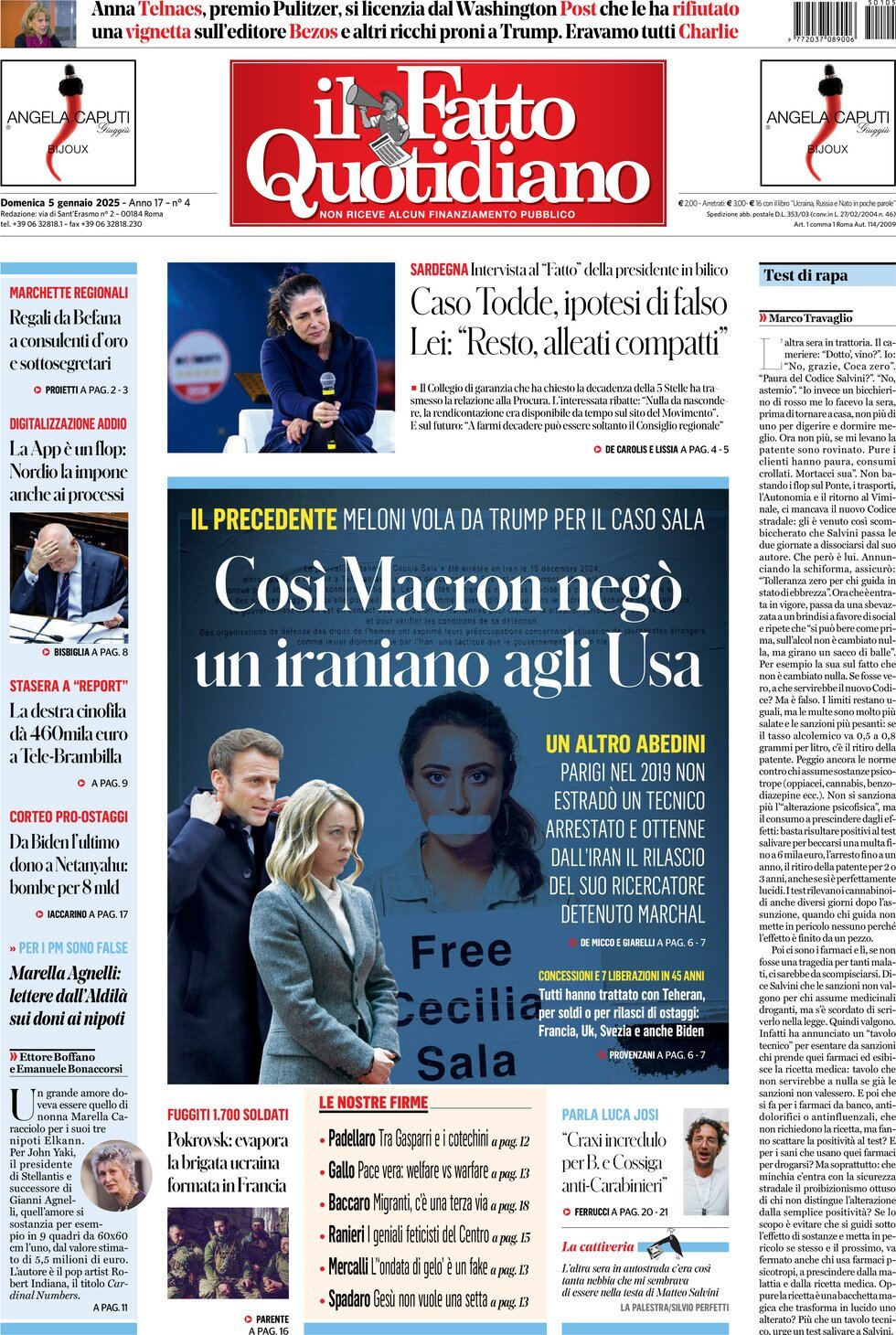 Prima-pagina-il-fatto-quotidiano-edizione-di-oggi-05-01-2025