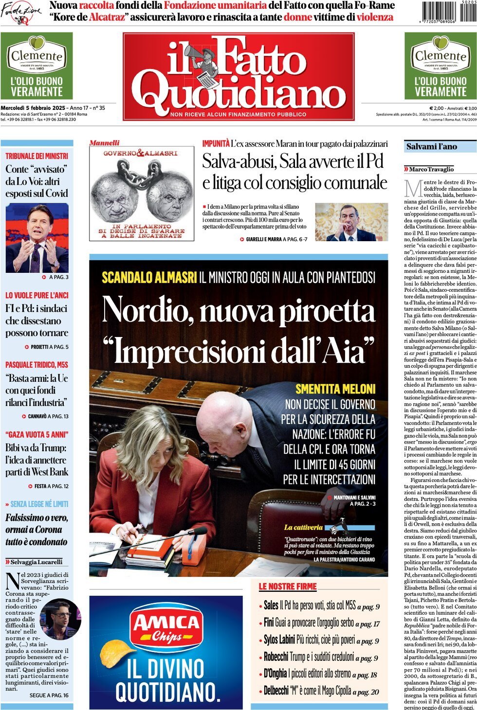 Prima-pagina-il-fatto-quotidiano-edizione-di-oggi-05-02-2025