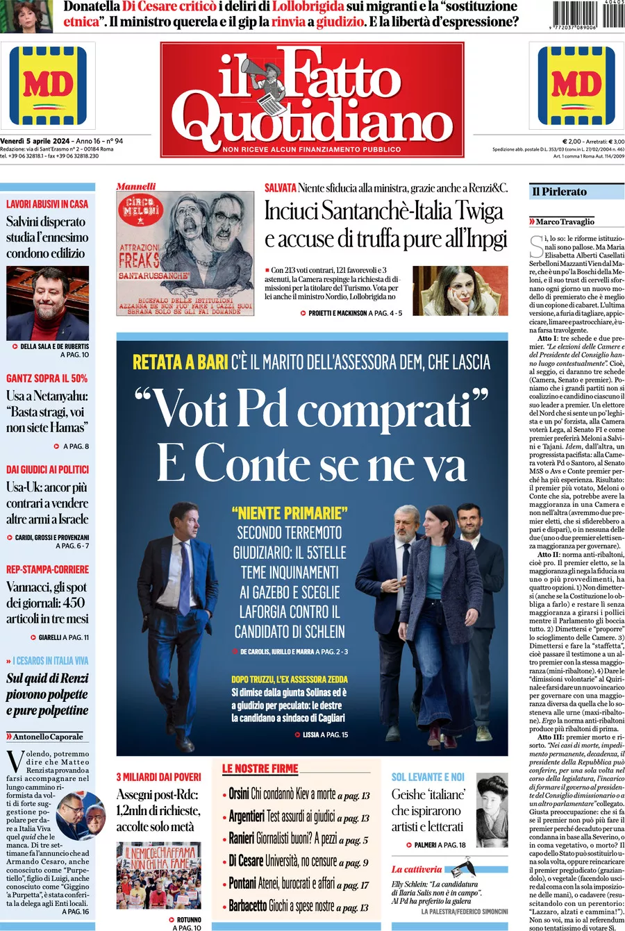 Prima-pagina-il-fatto-quotidiano-edizione-di-oggi-05-04-2024