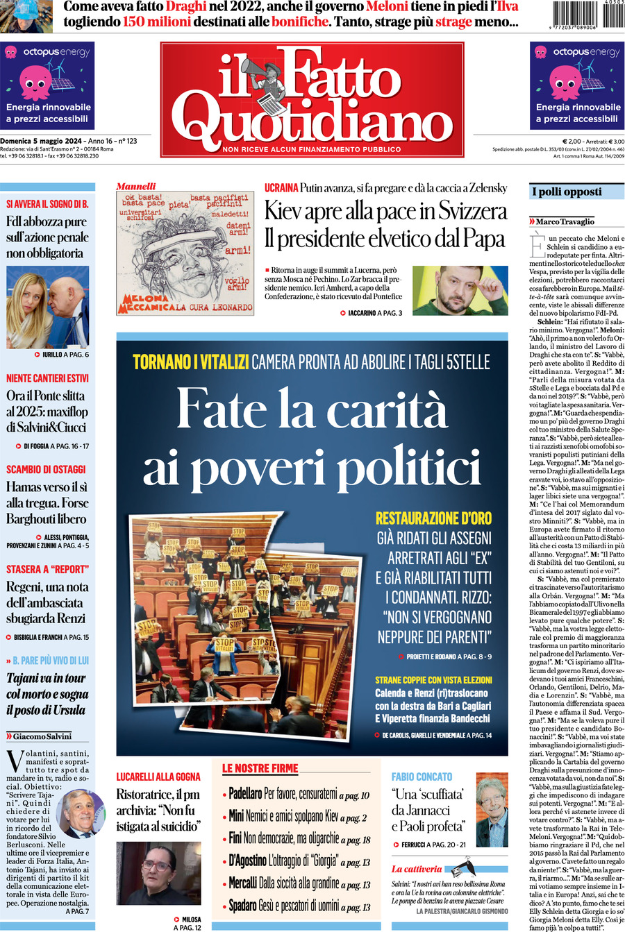 Prima-pagina-il-fatto-quotidiano-edizione-di-oggi-05-05-2024