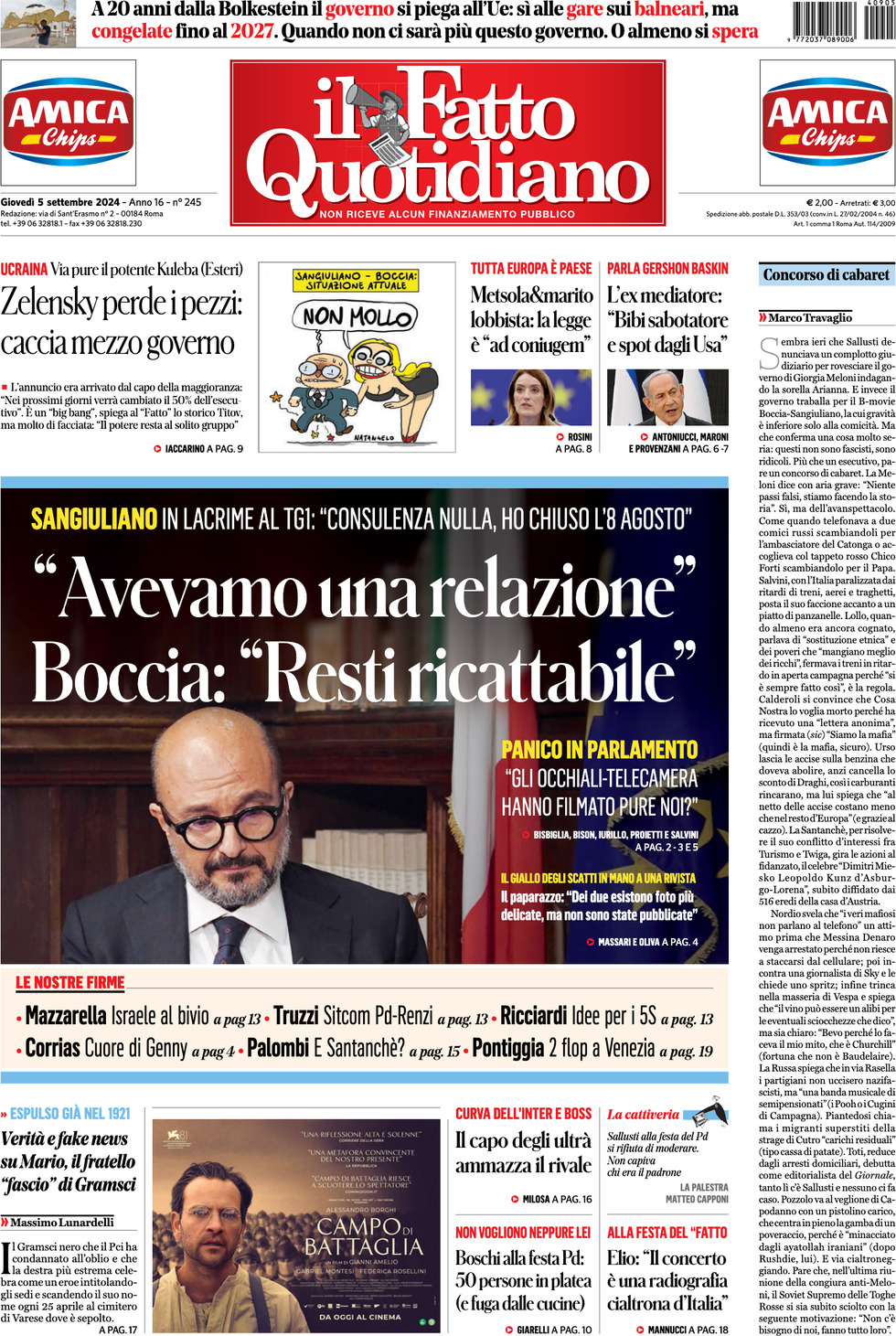 Prima-pagina-il-fatto-quotidiano-edizione-di-oggi-05-09-2024