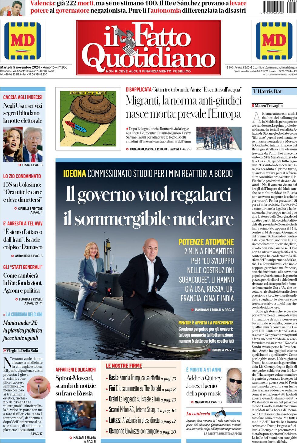 Prima-pagina-il-fatto-quotidiano-edizione-di-oggi-05-11-2024