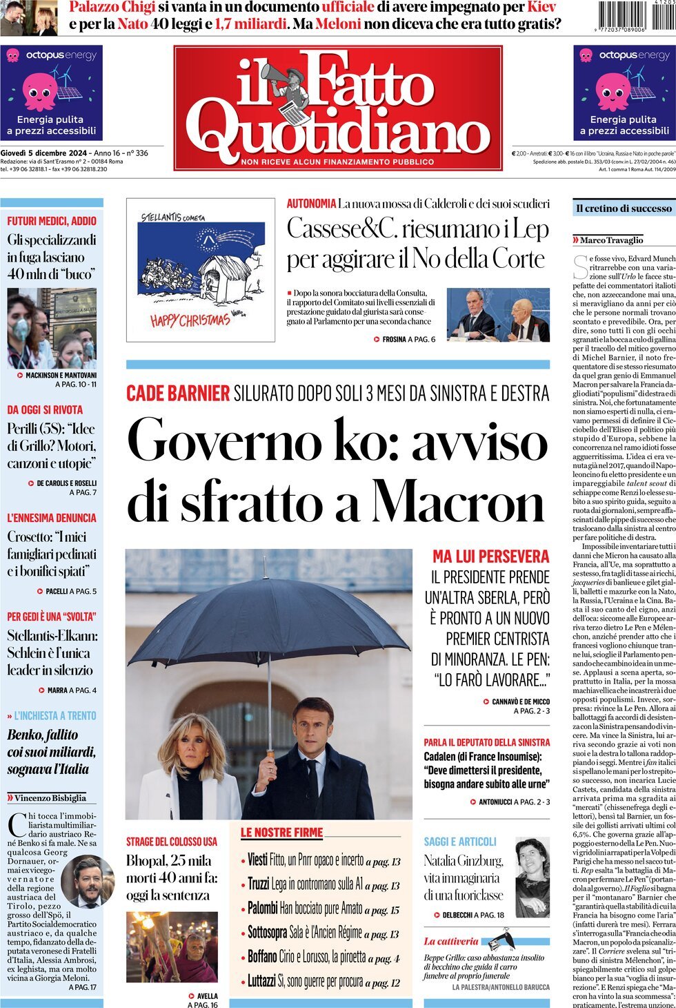 Prima-pagina-il-fatto-quotidiano-edizione-di-oggi-05-12-2024