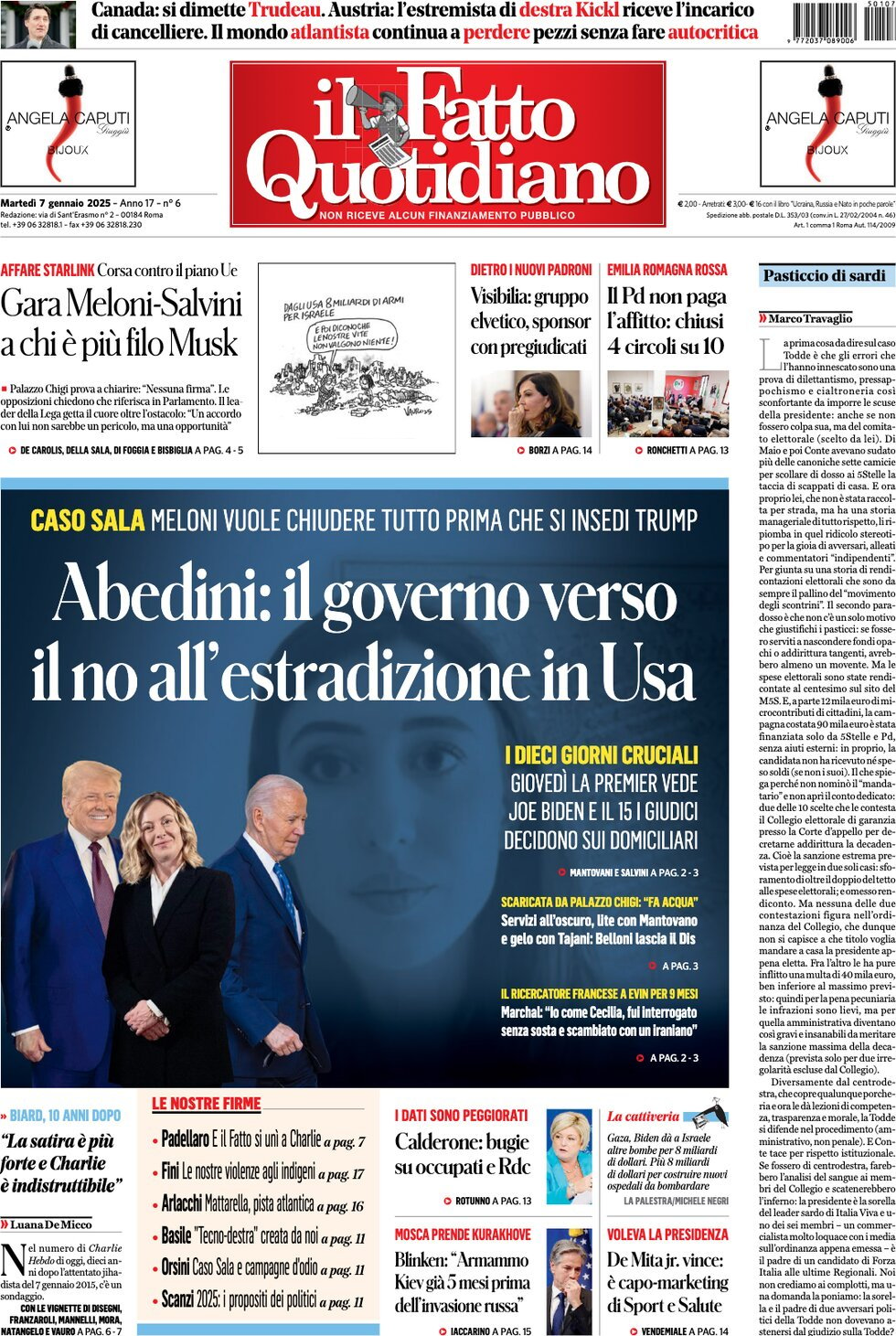 Prima-pagina-il-fatto-quotidiano-edizione-di-oggi-07-01-2025