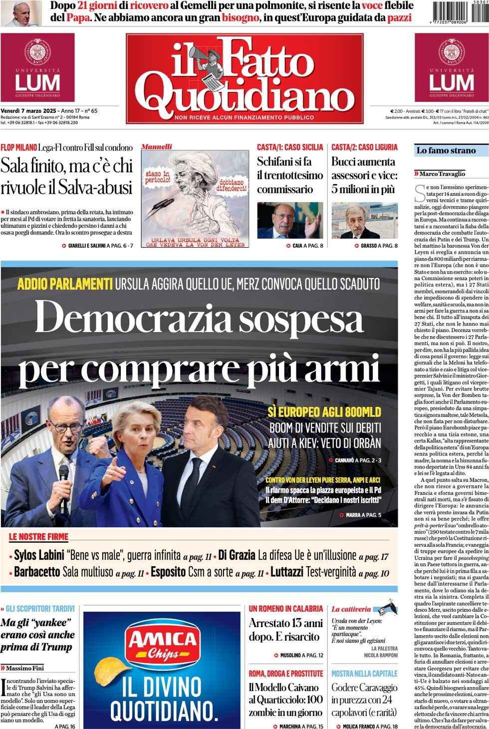 Prima-pagina-il-fatto-quotidiano-edizione-di-oggi-07-03-2025