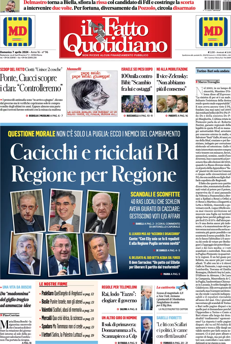 Prima-pagina-il-fatto-quotidiano-edizione-di-oggi-07-04-2024