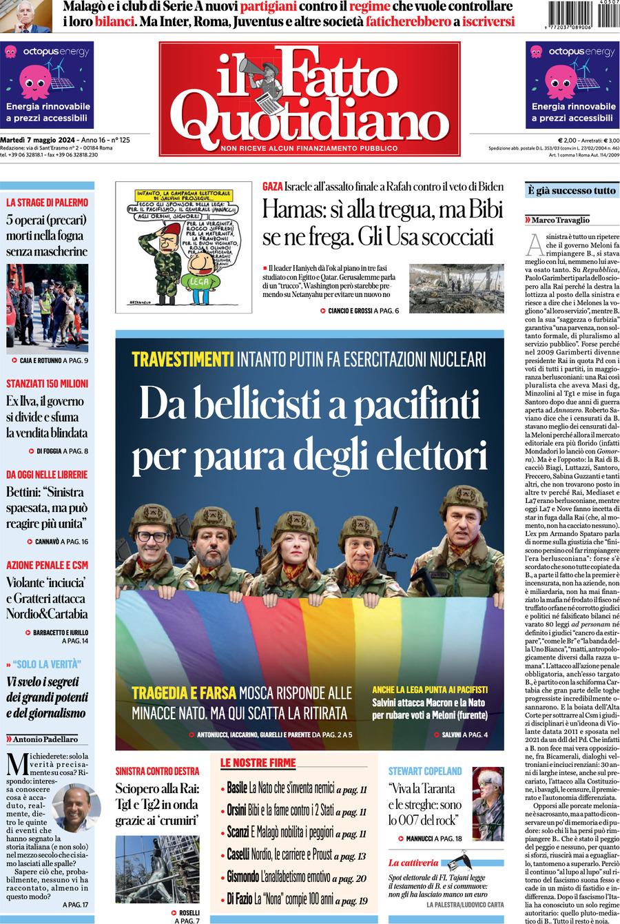 Prima-pagina-il-fatto-quotidiano-edizione-di-oggi-07-05-2024