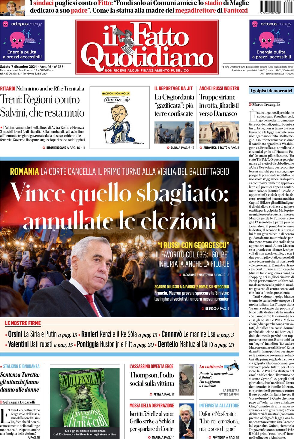 Prima-pagina-il-fatto-quotidiano-edizione-di-oggi-07-12-2024