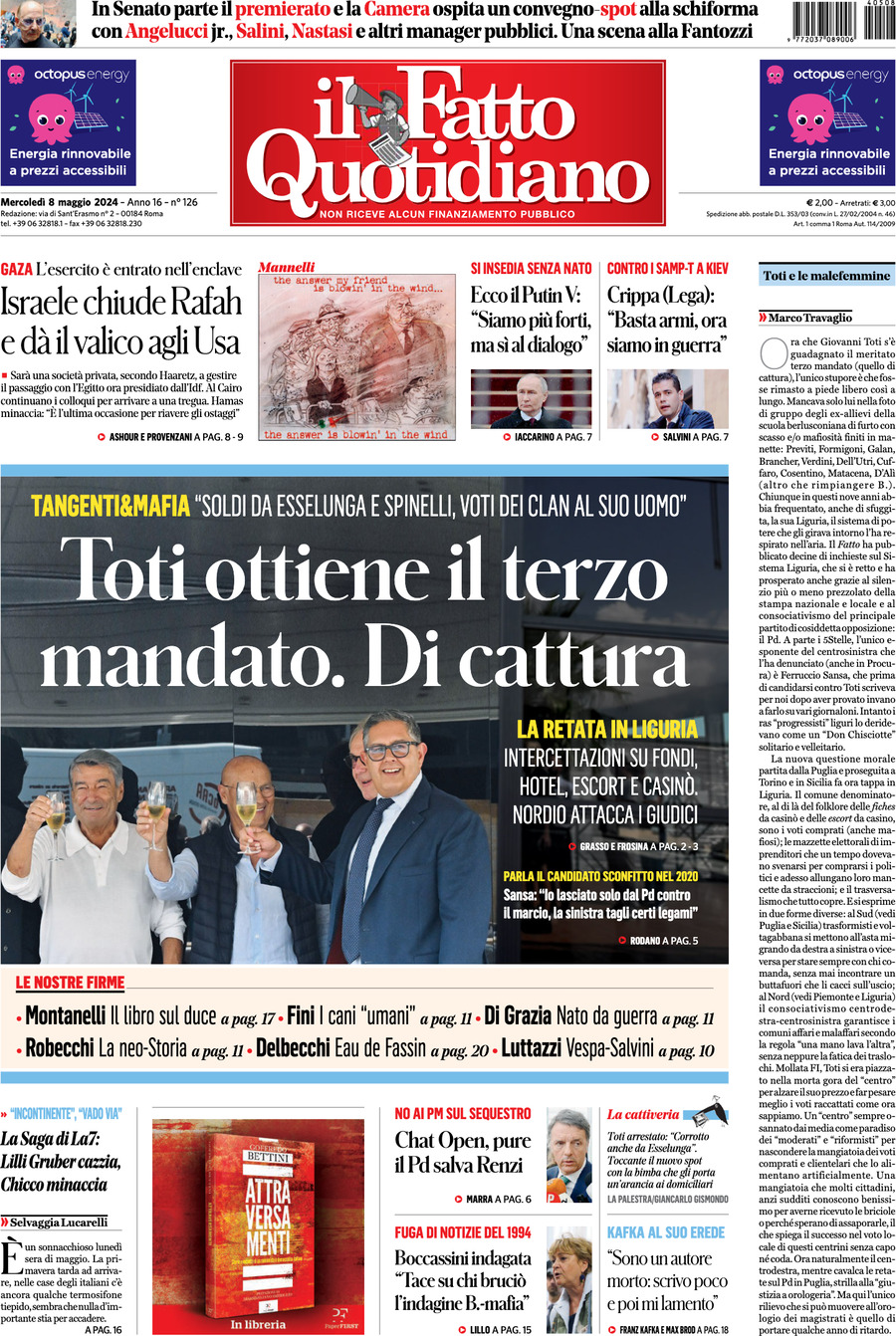 Prima-pagina-il-fatto-quotidiano-edizione-di-oggi-08-05-2024