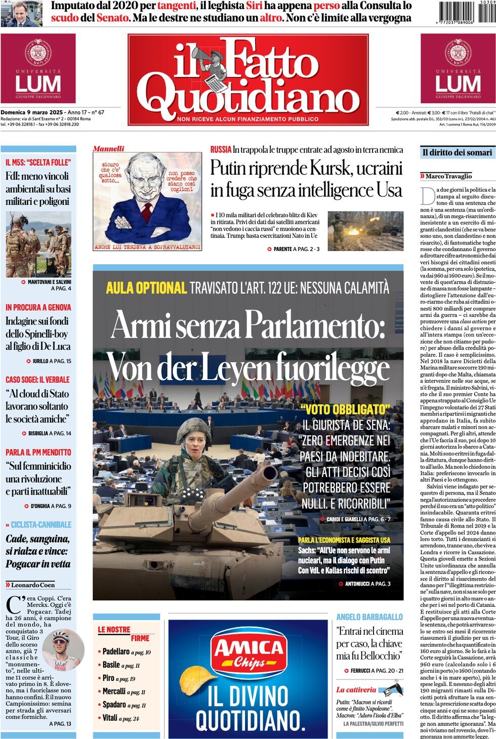 Prima-pagina-il-fatto-quotidiano-edizione-di-oggi-09-03-2025