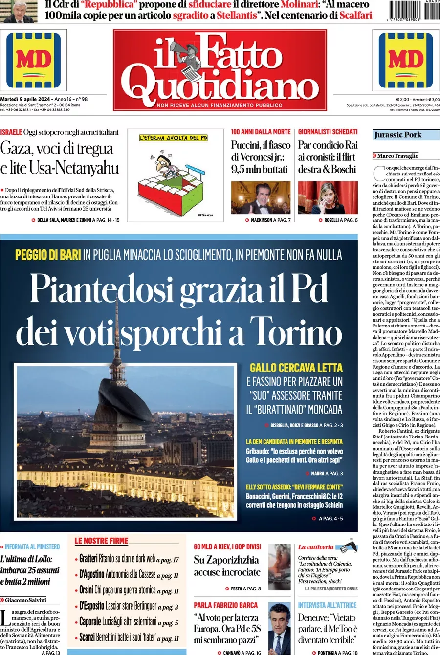 Prima-pagina-il-fatto-quotidiano-edizione-di-oggi-09-04-2024