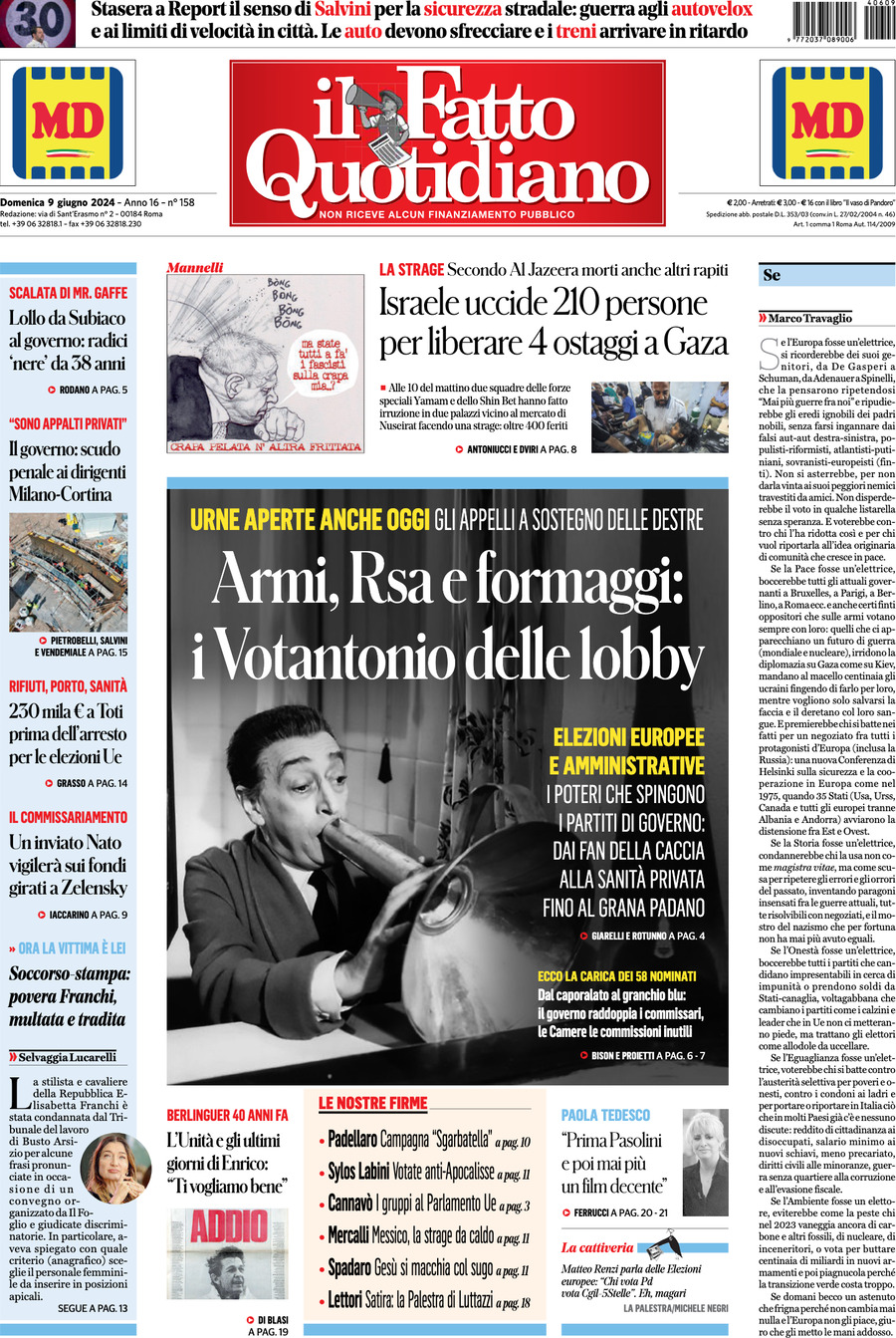 Prima-pagina-il-fatto-quotidiano-edizione-di-oggi-09-06-2024